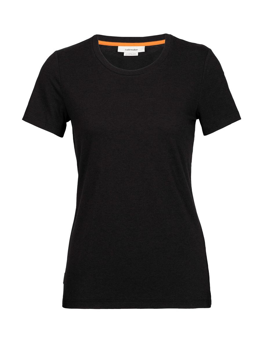 Black Icebreaker Merino Central Classic Short Sleeve Women's T Shirts | AU 1565AHKP